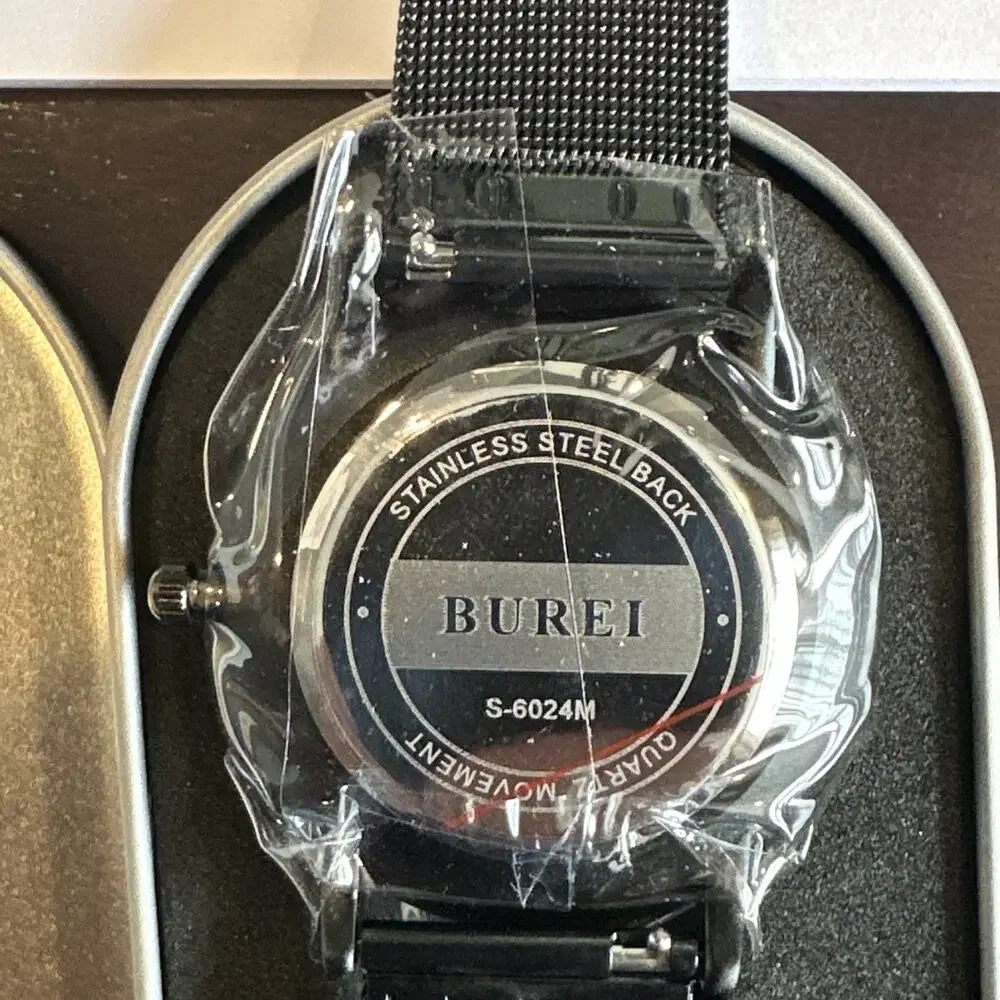 Burei S-6024M Men Black Analog Dial Fashion Minimalist Wrist Watch